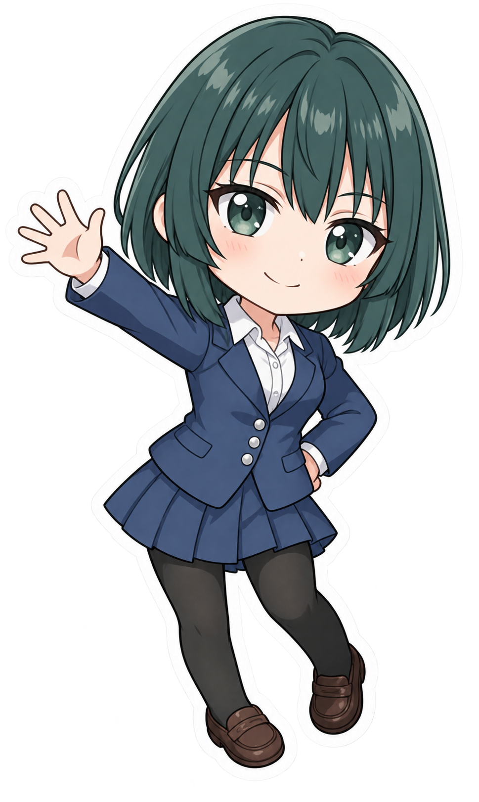 笑顔で手を振るキャラクター